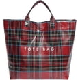 thumbnail image 1 of Sac Fourre-Tout en PVC à Carreaux Rouges de Noël pour Femmes, Grand Sac à Main en Plastique avec Impression de Lettres, Sac de Travail Spacieux, Cadeau de Noël, 1 of 8