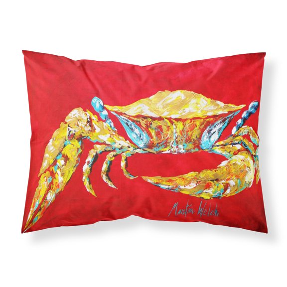 Carolines Treasures MW1116PILLOWCASE Crab Blue on Red Sr Fabric Standard Pillowcase Standard multicolor