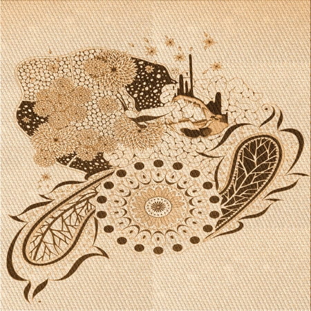 

Ahgly Company Indoor Square Patterned Golden Blonde Gold Area Rugs 4 Square