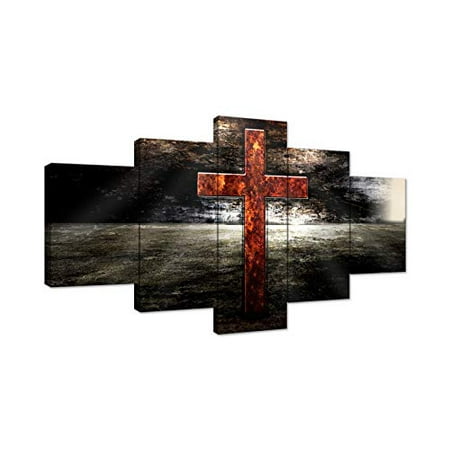 AMEMNY Christian Art Jesus Red Cross Wall Art Canvas Painting Print Poster  5 Panel Black and White Background Painting Christian Wall Decoration for  Living Room Framed Ready to Hang | Walmart Canada