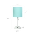 thumbnail image 3 of LimeLights Home Decorative Stick Lamp with USB Charging Port, Aqua Fabric Shade and White Base - 2 Pack Set, 3 of 6