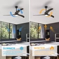thumbnail image 5 of 52-Inch Ceiling Fan with Light, Remote Control, Quiet Reversible Motor, 6 Speeds, 3 Color Temperatures, Indoor Outdoor Use, Bedroom, Patio, Living Room (Matte Black), 5 of 11