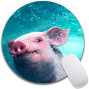 Pig Mouse Pad,Animal Mouse Mat,Waterproof Circular Small Round Mousepad Non-Slip Rubber Base MousePads for Office Home