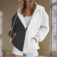 thumbnail image 2 of Timegard Zip up Hoodies for Women Long Sleeve Color Block Sweatshirts Fall Winter Loose Comfy Jacket, 2 of 5