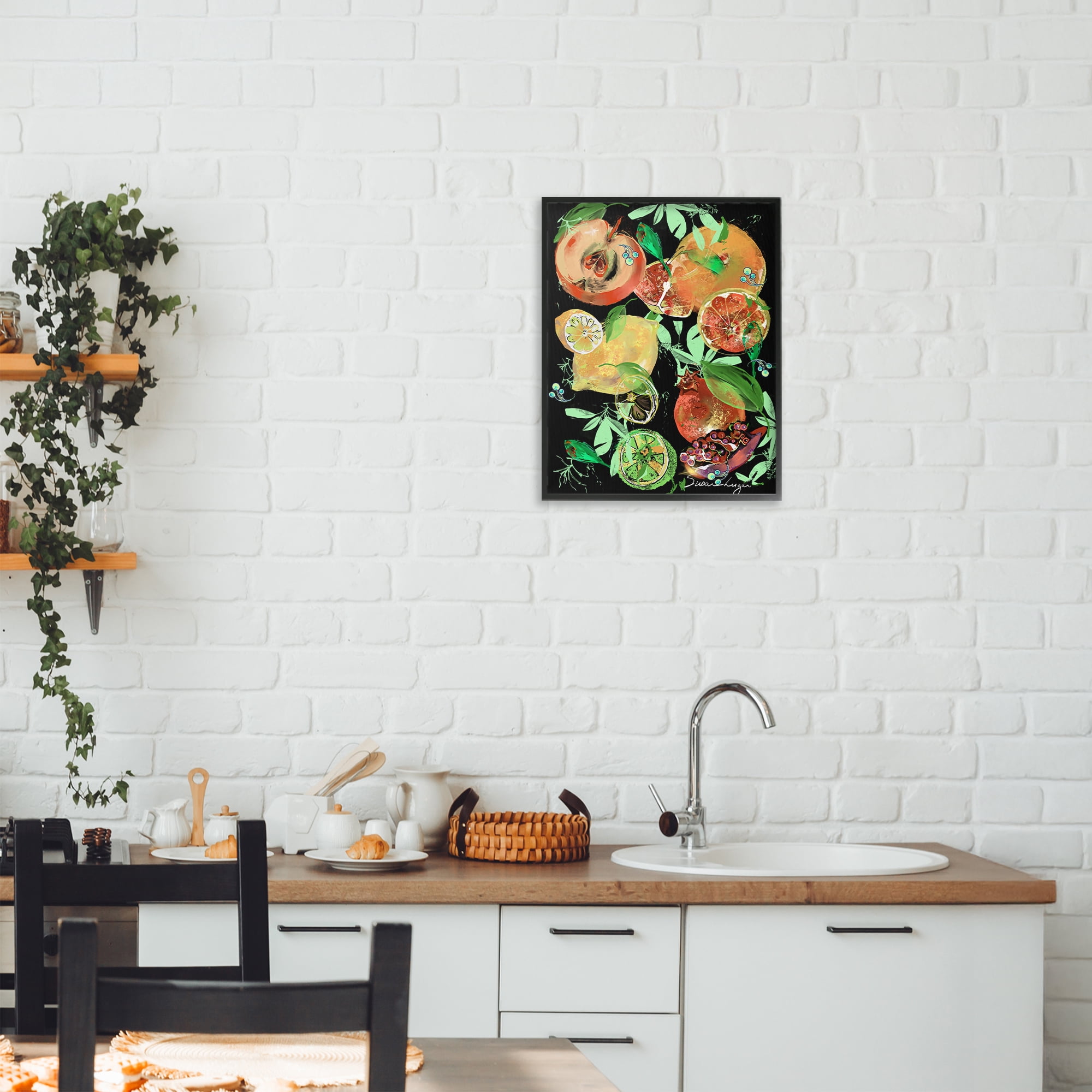 Stupell Industries Fruit Medley Combo Black Framed Giclee Art, design by Susan Lugar