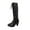 Black, variant on Lovzfmll Knee High Boots Women, Knee High Riding Boots Round Toe Lace Up, Block Mid Heel Round Toe Leather Boots Fall Black Boots