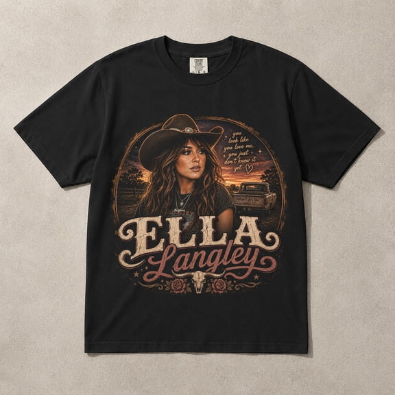 Comfort Colors Ella L@ngley Country Music Vintage T-Shirt, Cowboy Hat Graphic Concert Tee