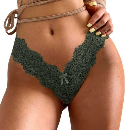 

NECHOLOGY No Show Bra for Low Cut Dress Fashion Lace Lingerie Underwear Lace Pants No Show Underwear for Teen Girls 14-16 Underpants Army Green One Size