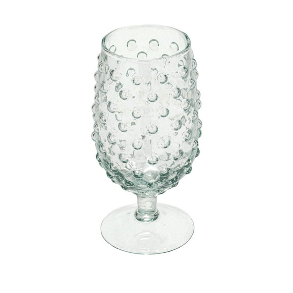 Creative Co-Op Glass Hobnail Stemmed Drinking Glass, Clear, Set of 6