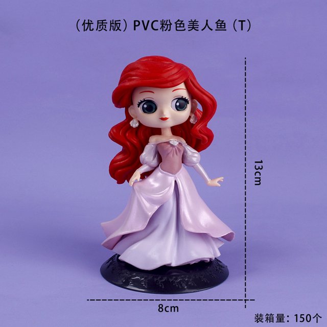 7 Estilos 10-22cm Princesa Disney La Sirenita Ariel Flounder Q Versión Decoración De Tartas PVC Figuras De Acción Modelo Muñecas Juguetes Regalos Para Niños