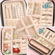 thumbnail image 5 of Joyero de viaje, pequeño organizador de joyas de cuero PU para mujeres y niñas, mini estuche de viaje portátil, cajas de almacenamiento para pendientes, anillos, collares y pulseras, 5 of 6