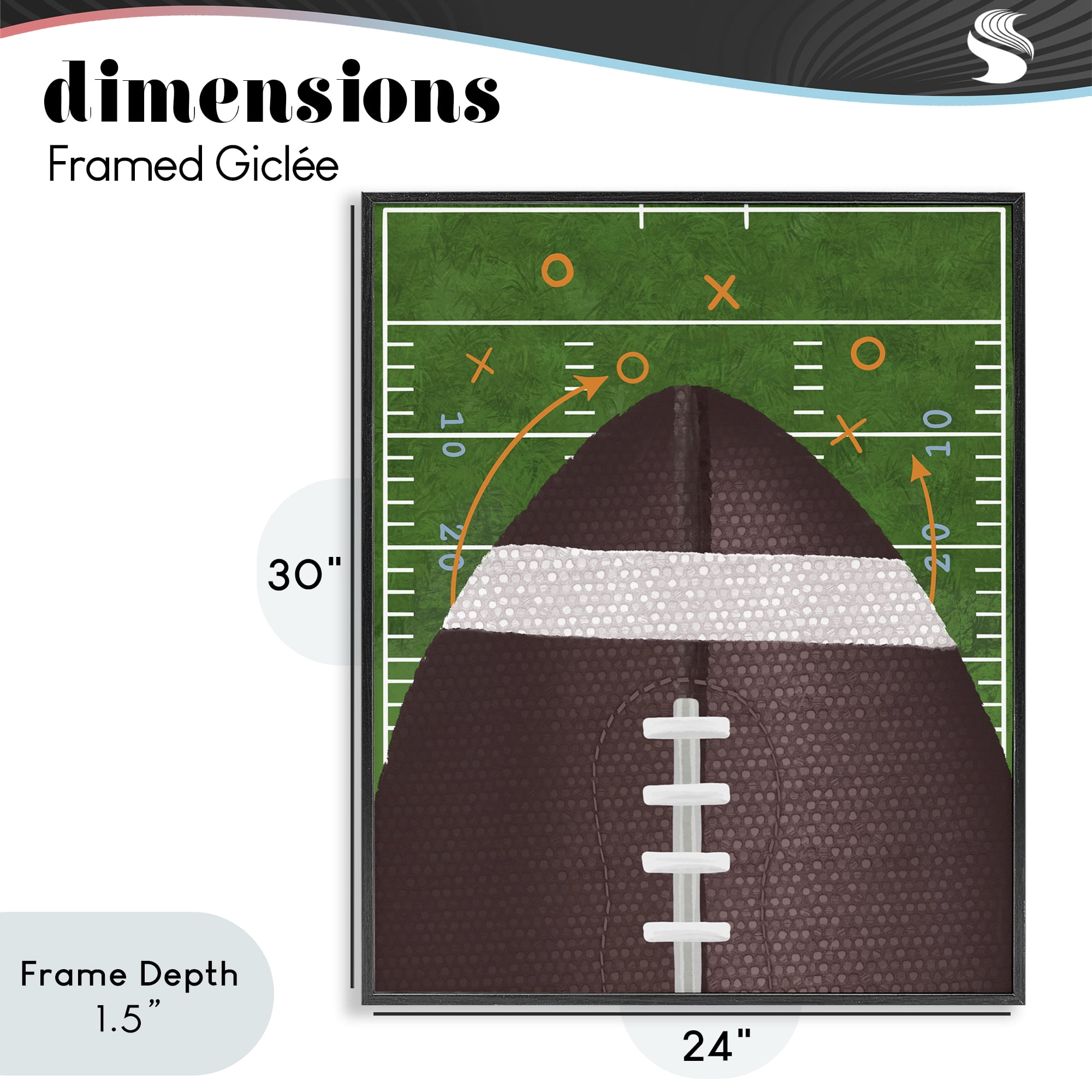 Stupell Industries Football Field Tactics Black Framed Giclee Art, design by Jennifer Stith