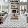 thumbnail image 4 of Grey White Plaid Washable Living Room Rugs 5'x7', Abstract Light Grey Morocco Texture Low Pile Throw Large Area Rugs Non-Slip Sturdy Edge Binding Carpet for Dining Room Bedside Kitchen, 4 of 9