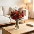 thumbnail image 4 of Artificial Flower Bouquet 13.39 Inch Silkly Fake Flowers with Roses Hydrangea Chrysanthemums Faux Floral Arrangement for Vase Home Wedding Party Decor, 4 of 6
