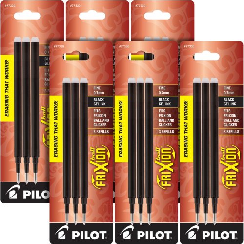 Pilot Gel Ink Refills for FriXion Erasable Gel Pen, Fine Point, Black
