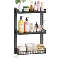 thumbnail image 2 of Biemlerfn 3-Tier Wall Mounted Storage Organizer Shelf, Space-Saving & Height-Adjustable Over The Toilet Storage Rack for Bathroom, Kitchen, Living Room, Black, 2 of 8