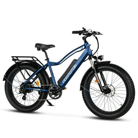 Addmotor M-550 Electric Bike, 65MI Long Range Mountain Ebike, 750W 26" Fat Tires Electric Bicycle for Adults, 26 MPH, Shimano 7 Speed, Blue