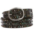 thumbnail image 2 of 1 1/2" Snap On Tiny Multiple Turquoise Rivet Circle Studded Leather Jean Belt, 2 of 3