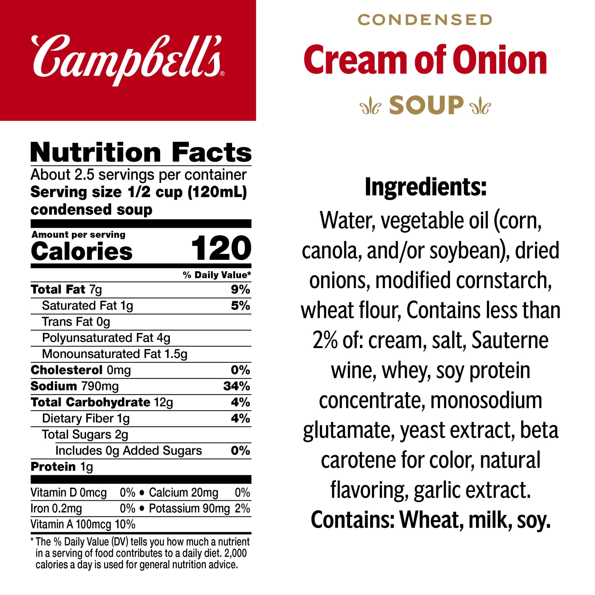 Campbell's Condensed Cream of Onion Soup, 10.5 oz Can