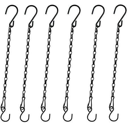 Heavy Duty Hanging Chains for Plants 11 Inch, Metal Chains with Clips and Hooks for Ceiling Hanging Basket Extender Porch Wind Chime, Black