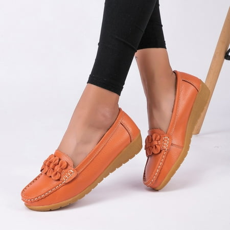 Women Shoes On Women Comfort Walking Flat Loafers Casual Shoes Driving Loafers Walking Shoes For Women Orange 8
