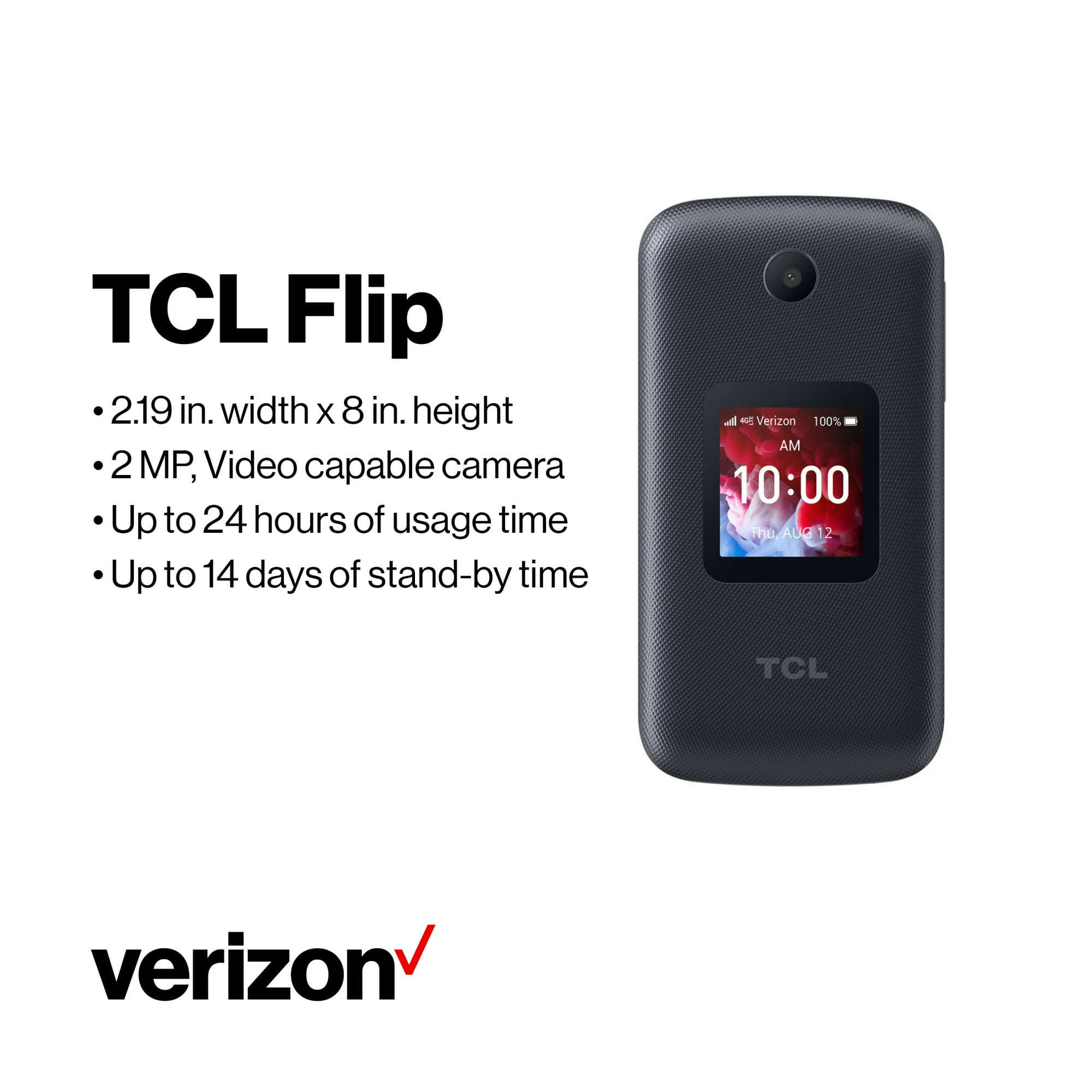 Verizon TCL Flip Pro, 4GB, Black - Prepaid Phone