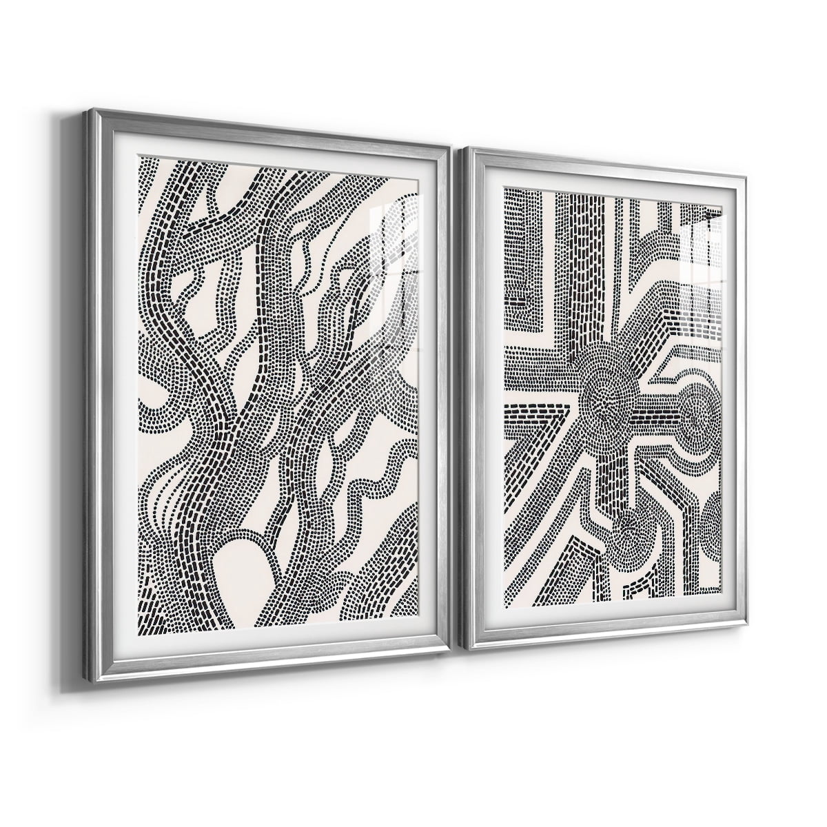 Wexford Home Dots and Dashes I Premium Framed Print, 26.5" x 36.5" - Ready to Hang, Silver (Set of 2)