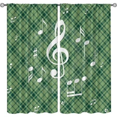

Plaid Music Window Curtain Blackout Curtains for Bedroom Living Room Music Room Retro Sound Ar Music Equalizer Note Colorful Pattern Cold and Warm Insulation for Kid Room Balcony-W42xL63in