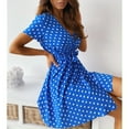 thumbnail image 4 of Dresses For Women 2024 Elegant Loose Draped Dot Plunge Short Sleeve Above Knee Beach Vacation Sun Dress, 4 of 6