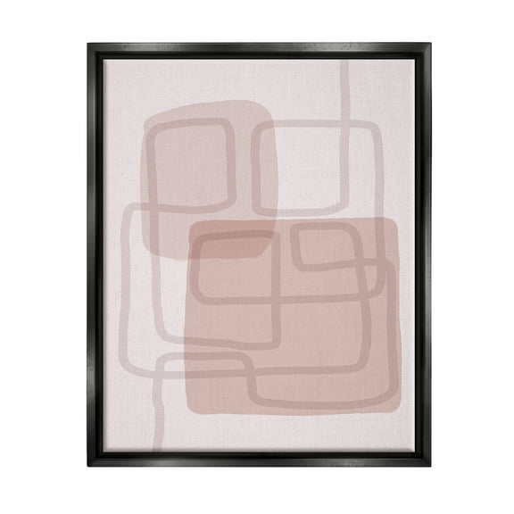 Stupell Industries Soft Abstract Boho Squares Abstract Painting Black Floater Framed Art Print Wall Art