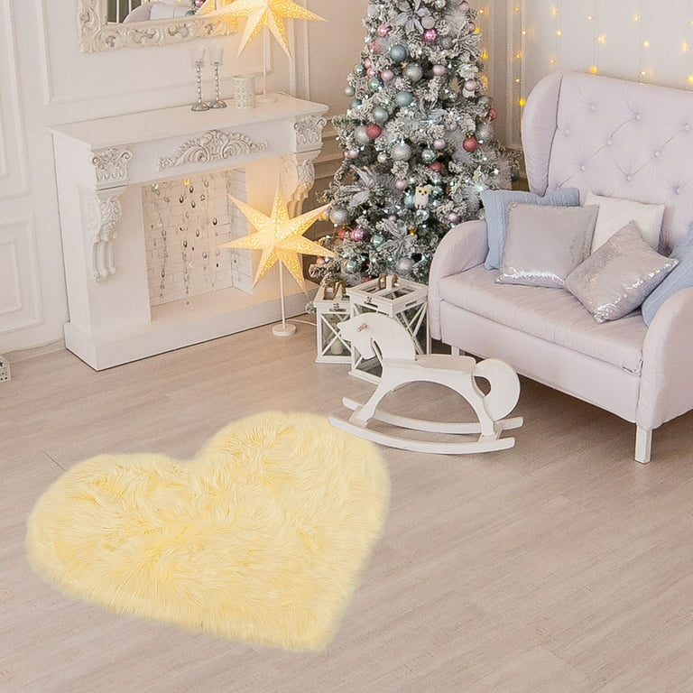 Soft Area Rug Shaggy Heart Shaped Rugs Carpet Bedroom Fluffy Fur