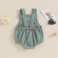 thumbnail image 4 of Cotton Linen Suspender Overalls for Baby  Sleeveless Solid Color Romper, 4 of 9