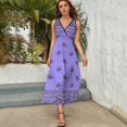 thumbnail image 3 of Purple Paisley Bandana Pattern Womens Night Club Maxi Dress V Neck Sleeveless Bohemia Long Dresses, 3 of 9