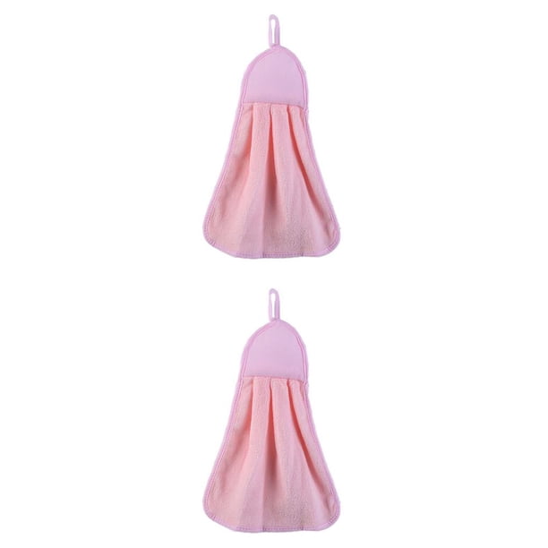 Moyic Toalla de baño de felpa para bebé, toalla de mano para guardería, toalla de baño colgante para cocina y baño, 1 ud. Rosado 2piezas Moyic CBP009061
