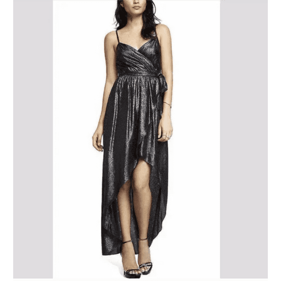 Express High Low Maci Party Dress Black Shimmer Medium