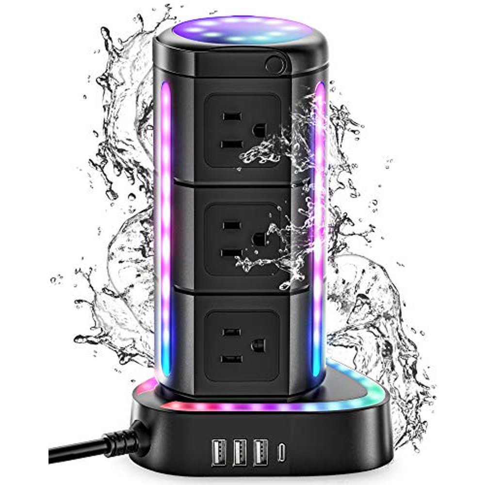 ESHLDTY RGB Power Strip Tower, Surge Protector with 1 USB C Port 3 USB