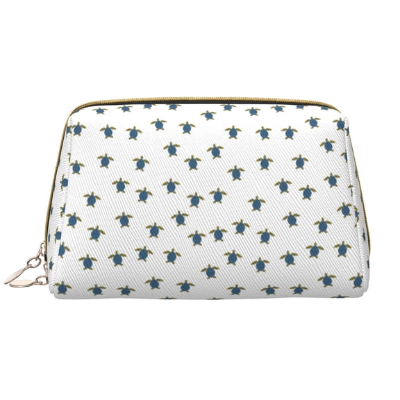 Naloa Turtle Leather Makeup Bag for Purse Travel, Portable Small Cosmetic Organizer for Women and Girls, Make up Bag with Zipper