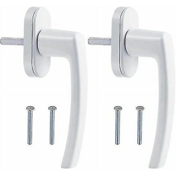 Manija de ventana de aluminio, tornillo oculto, varilla de metal, cubierta de metal, manija de aluminio sólido, acabado de espejo, 2 piezas blancas