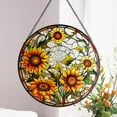 thumbnail image 6 of Sunflower Stained Glass Suncatchers, Round Sunflower Stained Glass Panel Home Decor, Hand-Painted Sunflower Sun Catchers Gifts for Christmas, Birthday, 6 of 6