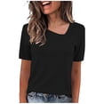 thumbnail image 2 of Yrmaups Loose Fit Short Sleeve T Shirt for Women, Casual Crewneck Top, Soft Stretch Tee for Travel Office Home Daily Wear, Black XL, 2 of 5