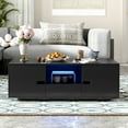 thumbnail image 2 of Tcbosik Modern Coffee Table with LED Lights, 47.2" Center Table with Drawer, Shelf and 2 Doors for Living Room, Easy Assembly, Black, 2 of 10