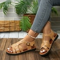 thumbnail image 5 of Xfvqtps Flats Sandals for Women Slingback Buckle Strap Cross Straps Leather Non Slip Beach Sandals Khaki, 5 of 9