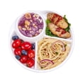 thumbnail image 2 of MYG Ensemble d'Assiettes Compartimentées - Assiettes en Plastique à 3 Compartiments pour Adultes et Enfants pour la Maison - Assiettes Sectionnées Réutilisables avec Fourchette et Cuillère en Option - Blanc Rose Vert, 2 of 6