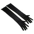 thumbnail image 2 of PUMXQ Women's Plain Stretch Satin Formal Gloves, Elbow-Length Full Closed Finger Soft Elastic Opera Evening Gala Accessory for Bridal Wedding Prom Dance Black XL, 2 of 4