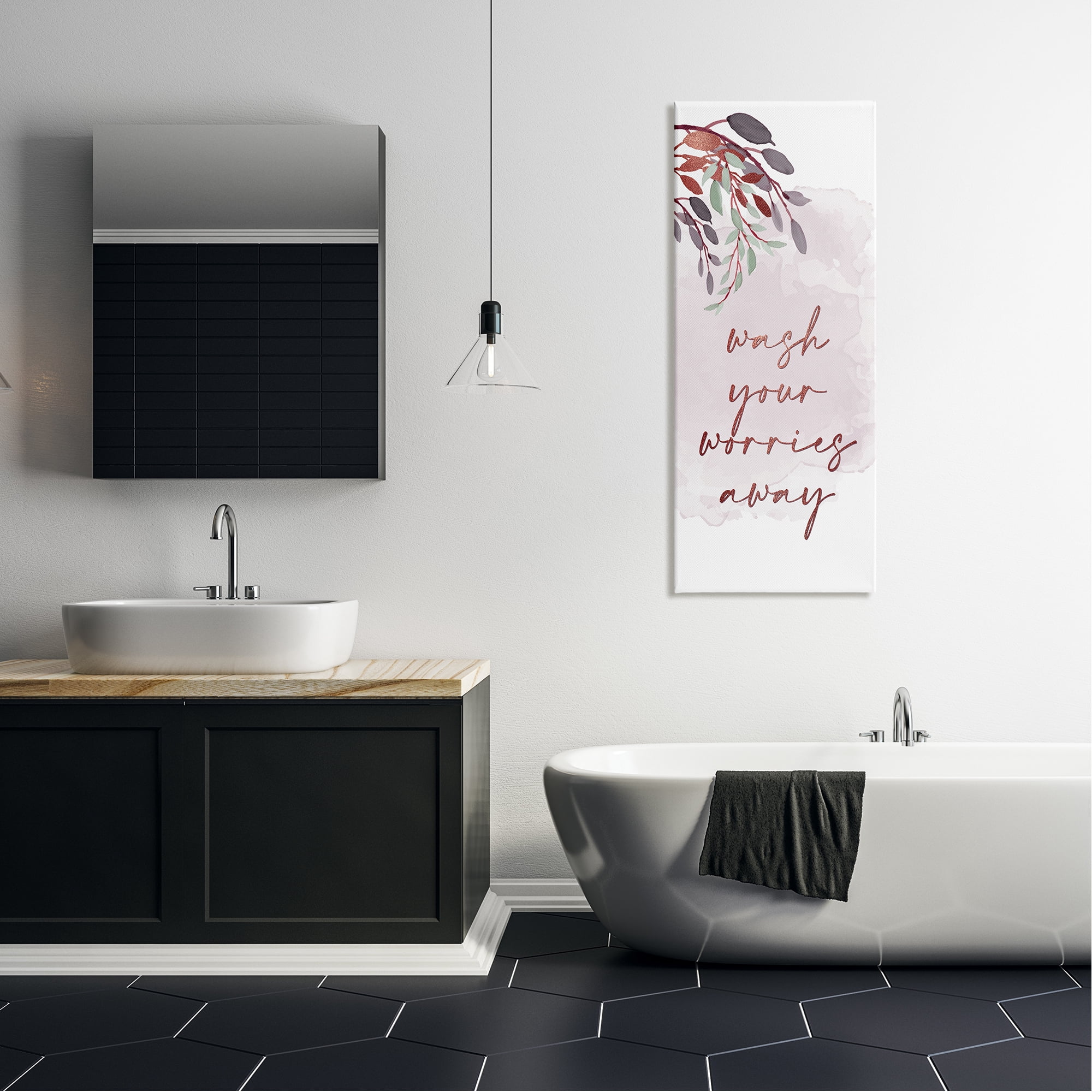 Stupell Industries Pink Wash Worries Away Botanical & Floral Painting Gallery Wrapped Canvas Art Print Wall Art, 20 x 48