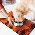 thumbnail image 2 of Hawaii Palm Tree Pet Water Bowl Mat - Vibrant Neon Aesthetic - Multi-Layer Structure Dog Feeding Mat - Quick Dry Washable Surface - Strong Grip Bottom, 2 of 5