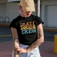 thumbnail image 2 of Crazy Cousin Crew, Family or Cousins Themed, Groovy Retro Wavy Text Merch Gift, Military Green T-Shirt, Medium, 2 of 5