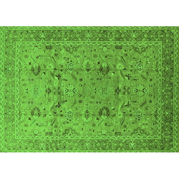Ahgly Company Indoor Rectangle Oriental Green Traditional Area Rugs, 6' x 9'