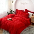 thumbnail image 2 of MorroMorn 5 PCS Shaggy Duvet Cover Bedding Set - Fluffy Comforter Cover Long Faux Fur Luxury Ultra Soft Cozy (Red, Full/Queen), 2 of 6