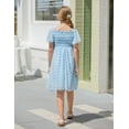 thumbnail image 6 of Aideaone Girls Chiffon Dress Flutter Ruffle Short Sleeve Kids Square Neck Frocks Blue 6-13Y, 6 of 7
